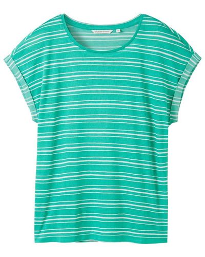Tom Tailor DENIM T-Shirt mit Streifenmuster - Grün