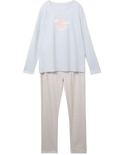 Tom Tailor Pyjama mit Motivprint - Weiß