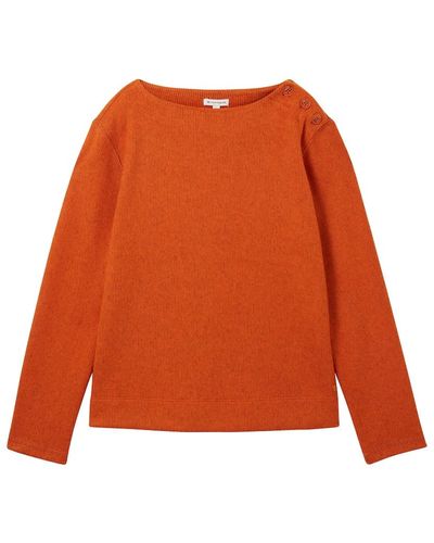Tom Tailor Sweatshirt mit Rippstruktur - Orange