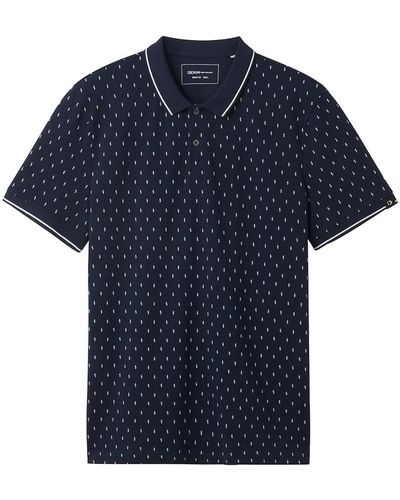 Tom Tailor DENIM Poloshirt mit Allover-Print - Blau