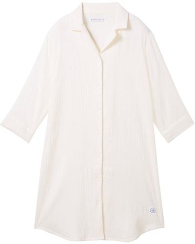Tom Tailor Nachthemd mit Knopfleiste - Weiß