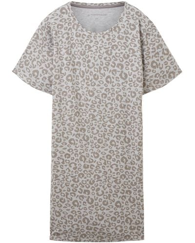 Tom Tailor Nachthemd mit Leo-Print - Grau