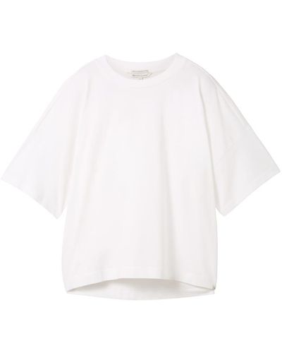 Tom Tailor DENIM Oversized T-Shirt mit Bio-Baumwolle - Weiß