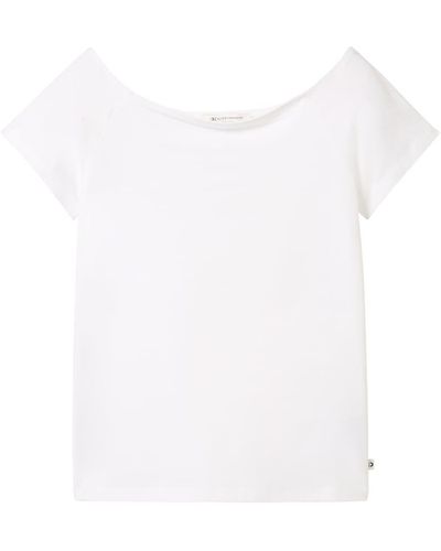 Tom Tailor DENIM T-Shirt mit Carmen Ausschnitt - Weiß