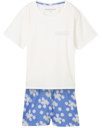 Tom Tailor Kurz-Pyjama mit Blumenmuster - Weiß