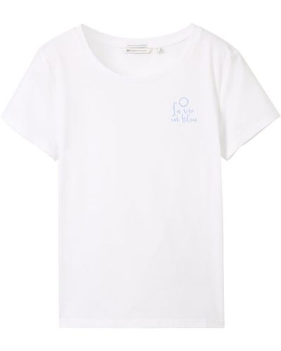 Tom Tailor DENIM Print T-Shirt mit Bio-Baumwolle - Weiß
