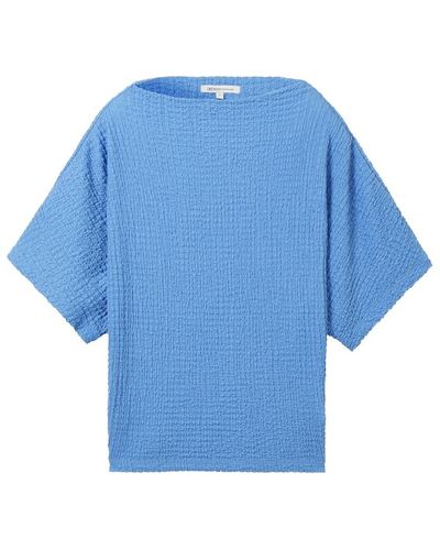 Tom Tailor DENIM T-Shirt in Knitteroptik - Blau