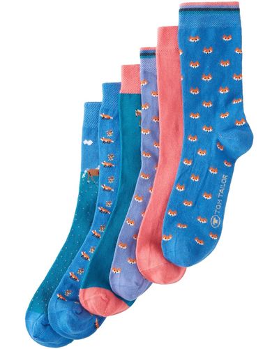 Tom Tailor Unisex 6-er Set Socken - Blau