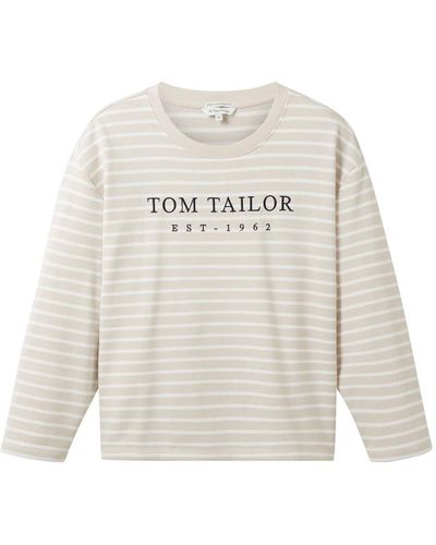 Tom Tailor Sweatshirt mit Streifen - Weiß