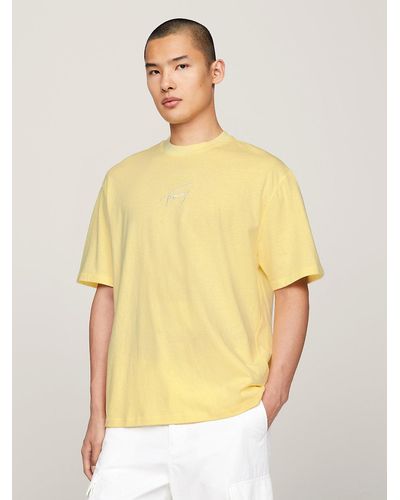 Tommy Hilfiger T-shirt oversize à logo signature brodé - Jaune