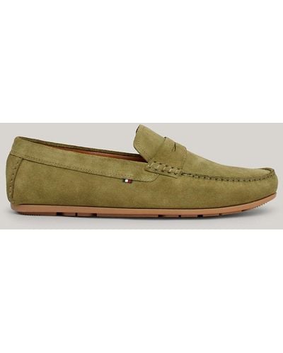 Tommy Hilfiger Suede Cleat Flag Driver Shoes - Natural