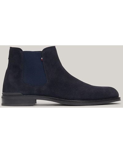 Tommy Hilfiger Suede Round Toe Chelsea Boots - Blue