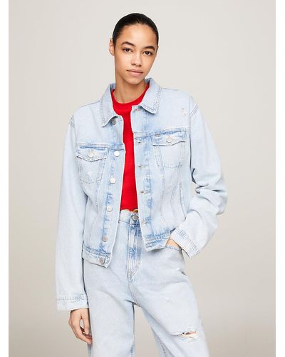 Tommy Hilfiger Veste Archive en denim à dos colour-block - Blanc