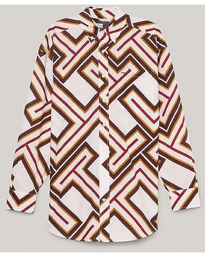 Tommy Hilfiger Tommy x Pendleton Prep Bluse mit TH-Monogramm-Print und Valley-Streifen - Pink