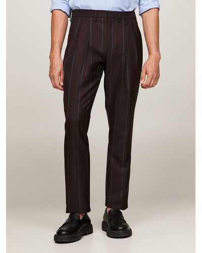 Tommy Hilfiger Wide Pinstripe Formal Slim Fit Trousers - Black