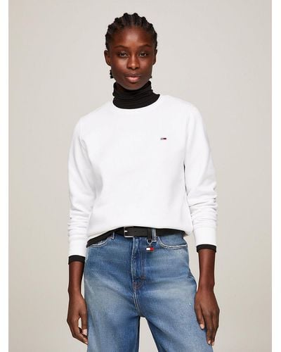 Tommy Hilfiger Organic Cotton Regular Fit Fleece Sweatshirt - White