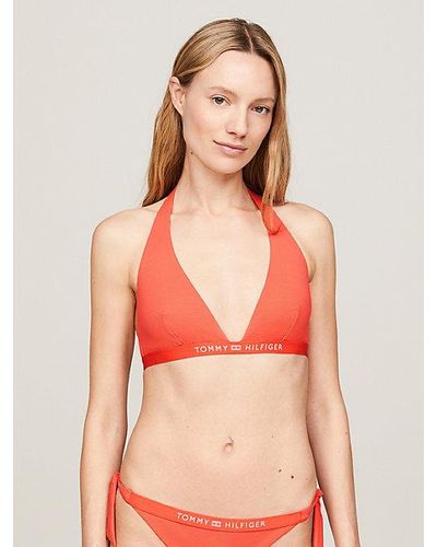 Tommy Hilfiger Bikinitop Met Vaste Triangelcups En Logo - Oranje