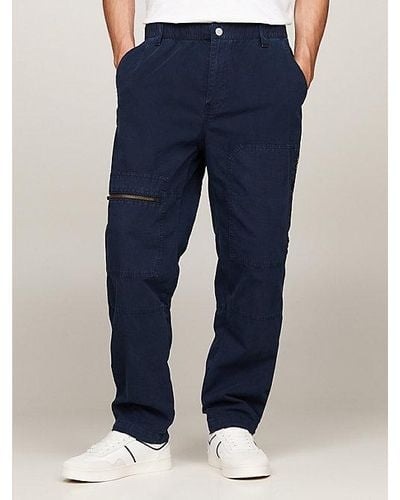 Tommy Hilfiger Aidan Straight Baggy Tapered Fit Cargo-Hose - Blau