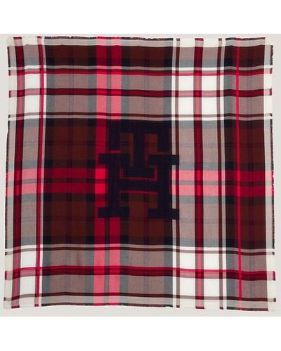 Tommy Hilfiger Large Square Check Scarf - Red