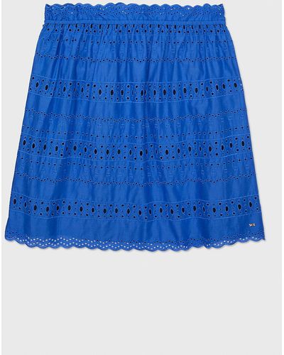 Tommy Hilfiger Adaptive Broderie Anglaise Knee Length Skirt - Blue