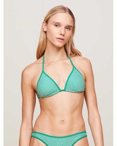 Tommy Hilfiger Th Essential Print Triangle Bikini Top - Green