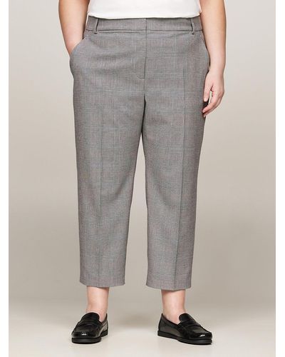 Tommy Hilfiger Curve Prince Of Wales Check Slim Straight Trousers - Grey