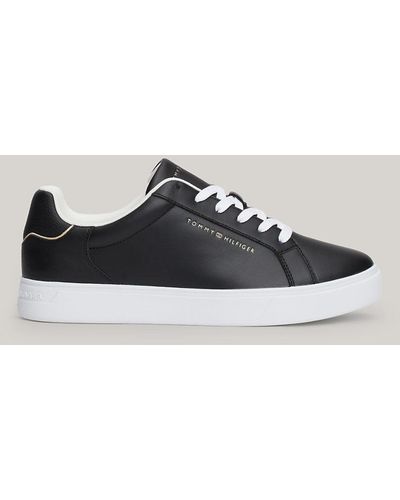 Tommy Hilfiger Leather Court Trainers - Black