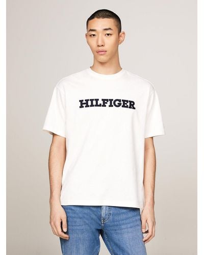 Tommy Hilfiger Hilfiger Monotype Logo Embroidery Twill T-shirt - White