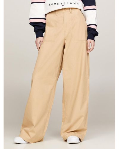 Tommy Hilfiger Claire High Rise Wide Leg Cargo Trousers - Natural