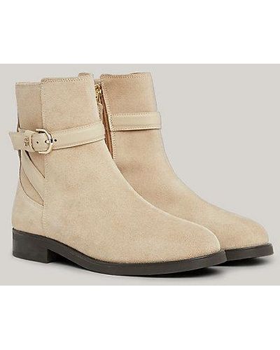 Tommy Hilfiger Botines Elevated Essential de ante con tira - Neutro