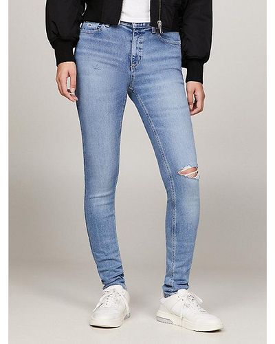 Tommy Hilfiger Nora Mid Rise Skinny Distressed Jeans - Blauw