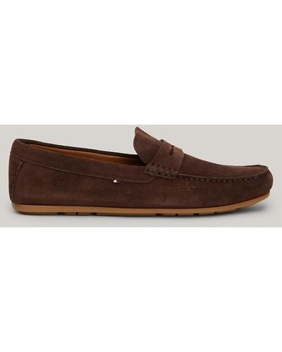 Tommy Hilfiger Suede Cleat Flag Driver Shoes - Brown
