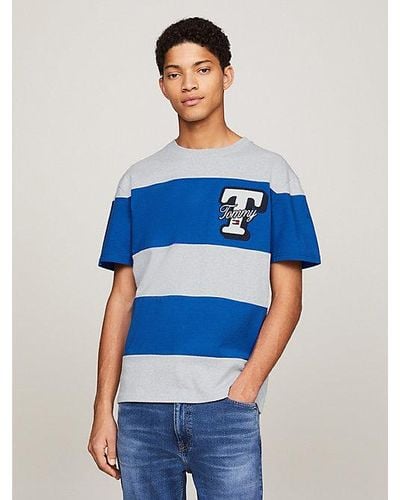 Tommy Hilfiger Letterman T-shirt Met Colour-blocking - Blauw
