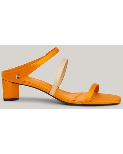 Tommy Hilfiger Satin Strap Mid-heel Sandals - Orange