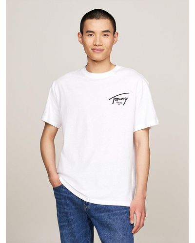 Tommy Hilfiger T-shirt à col ras-du-cou et logo signature - Blanc