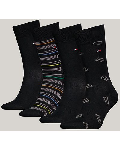 Tommy Hilfiger 4-pack Th Monogram Socks Gift Box - Black