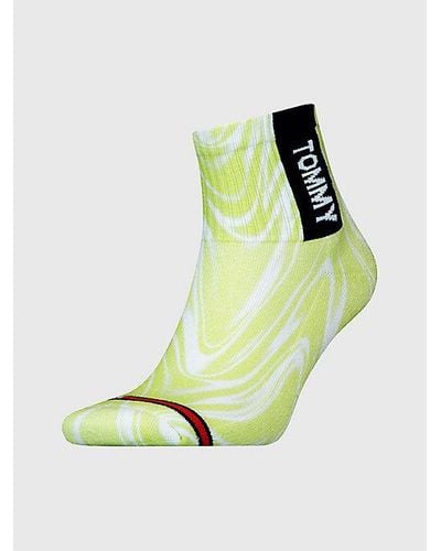 Tommy Hilfiger 1er-Pack gerippte kurze Socken mit Swirl-Print - Grün