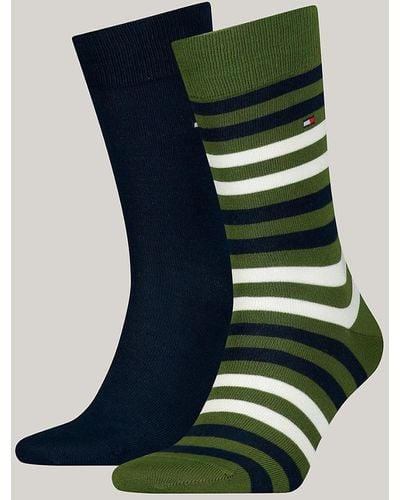 Tommy Hilfiger Lot de 2 paires de chaussettes rayées - Vert