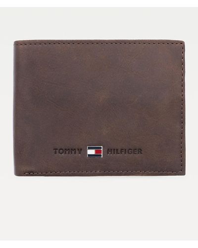 Tommy Hilfiger Leather Flap Wallet - Brown