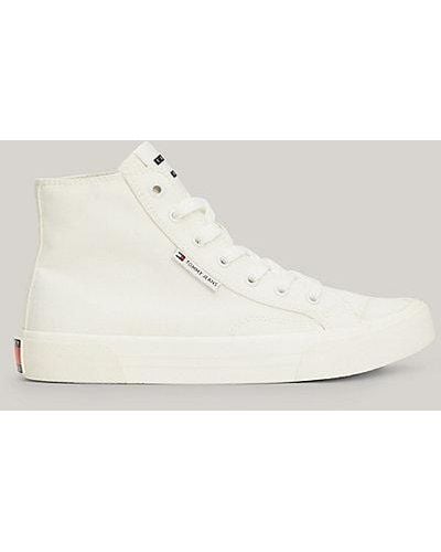 Tommy Hilfiger Canvas Halfhoge Basketbalsneaker - Naturel