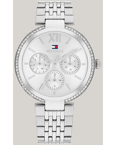 Tommy Hilfiger Crystal Bezel Stainless Steel Watch - White