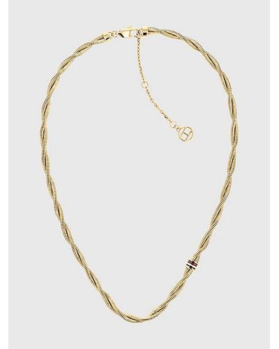 Tommy Hilfiger Collar chapado en oro con cadena de serpiente - Blanco