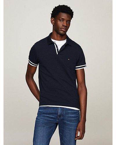 Tommy Hilfiger Polo slim con logos del monotipo Hilfiger - Azul