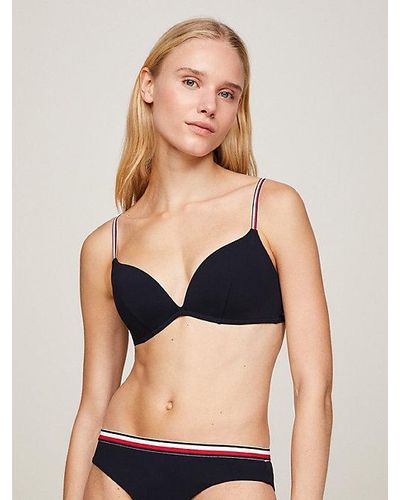 Tommy Hilfiger Global Stripe Push-up-Bikinioberteil - Schwarz