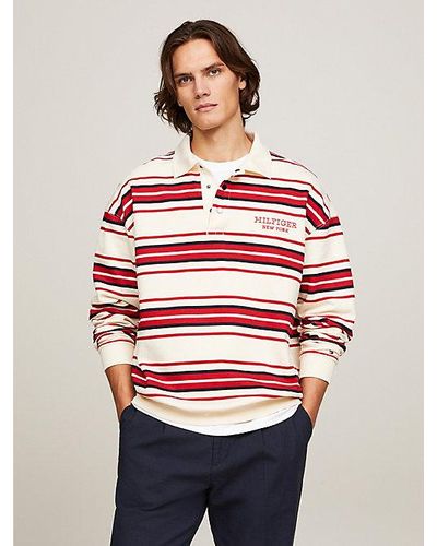 Tommy Hilfiger Regular Fit Rugbypolo Met Monotype-logo - Rood