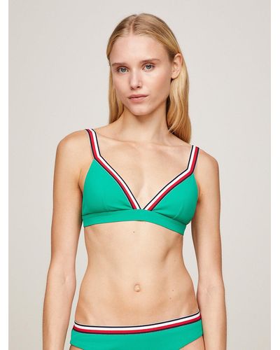 Tommy Hilfiger Haut de bikini triangle Global Stripe - Vert