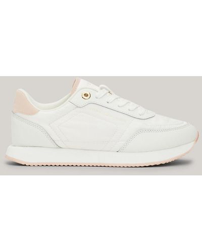 Tommy Hilfiger Essential Contrast Heel Leather Runner Trainers - Natural