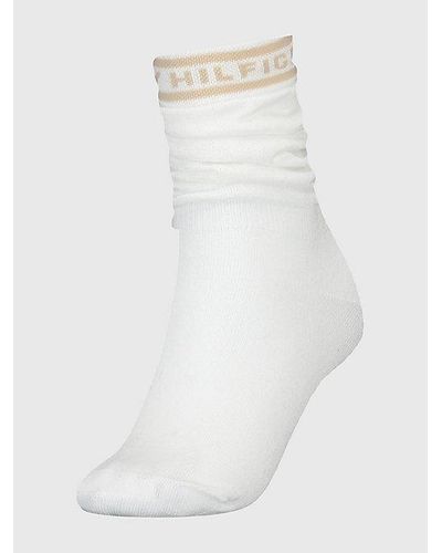 Tommy Hilfiger 1er-Pack lockere lange Socken mit Logo - Weiß