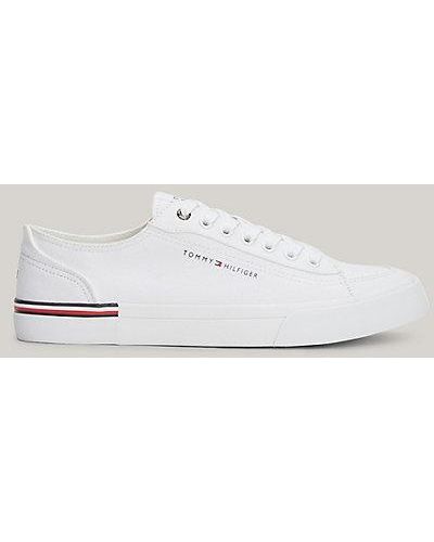 Tommy Hilfiger Canvas Sneaker Met Signature-tape - Wit