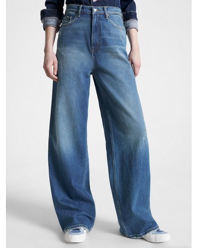 Tommy Hilfiger Claire High Rise Wide Leg Faded Jeans - Blue